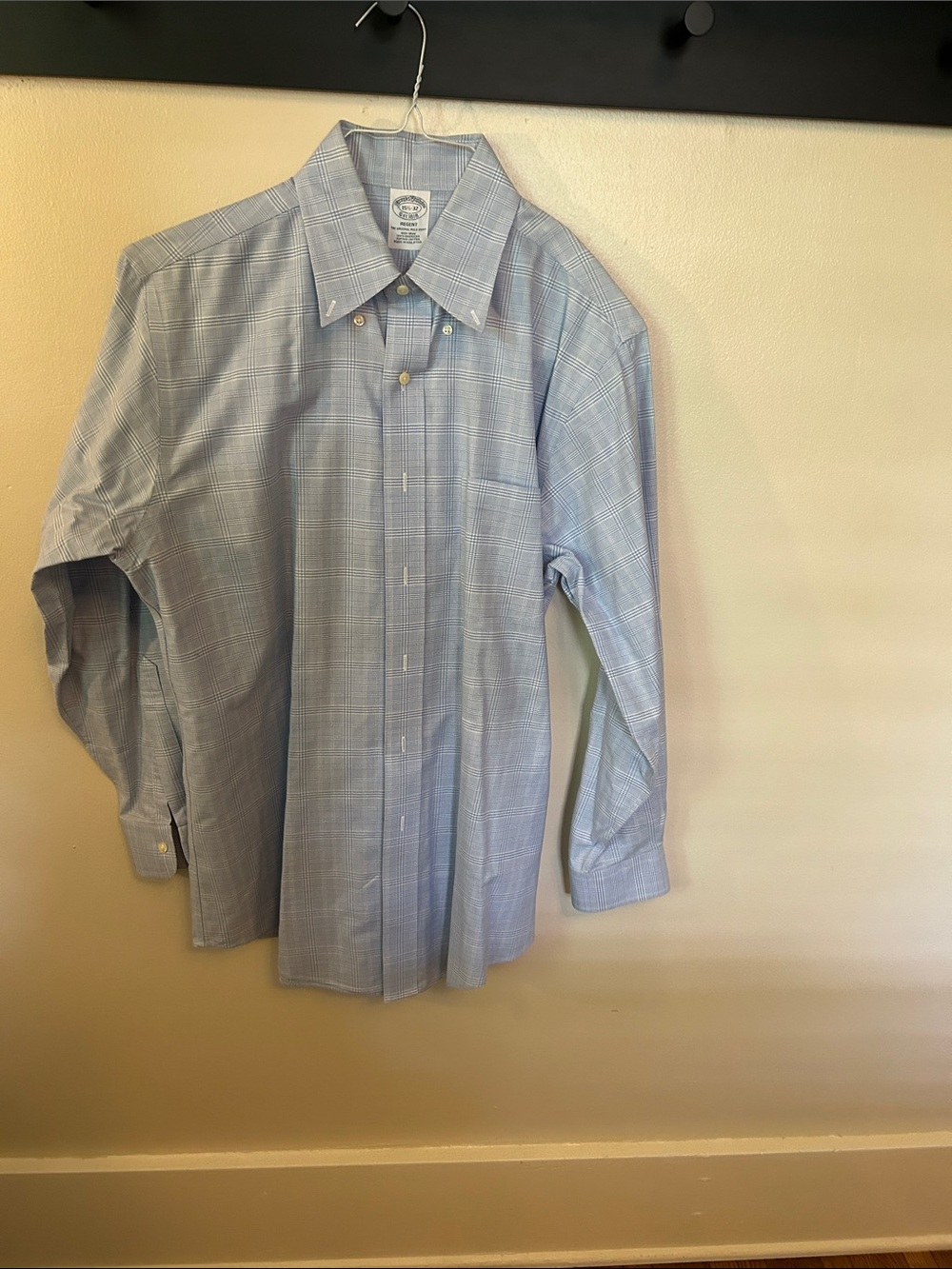 Brooks Brothers Light Blue Plaid Button-Down Dress Shirt